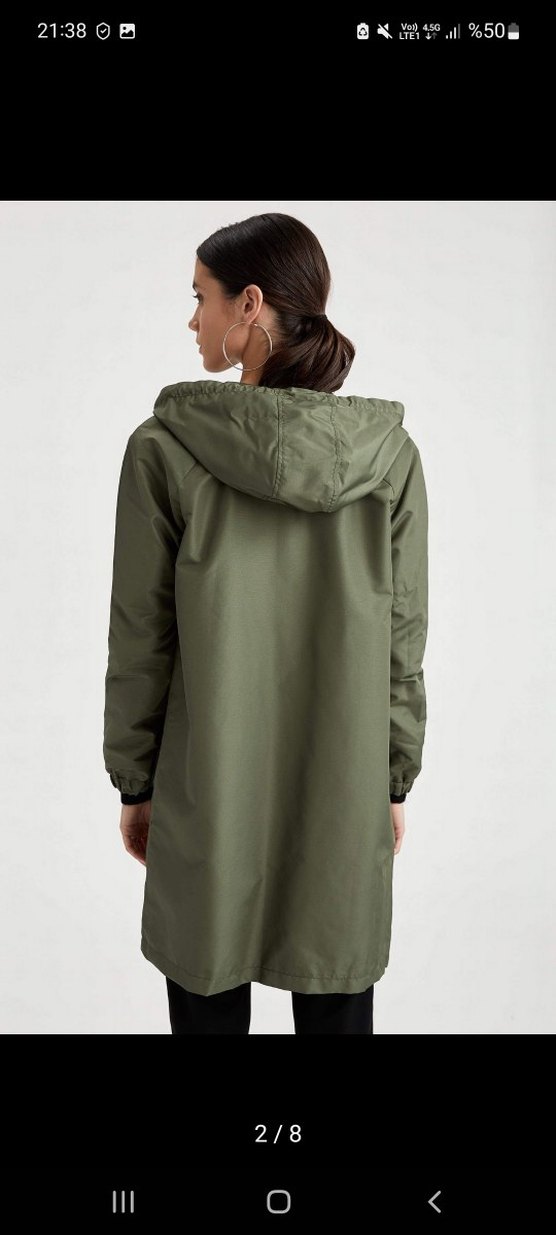 Kadın Haki Parka Kapüşonlu - Görsel 2