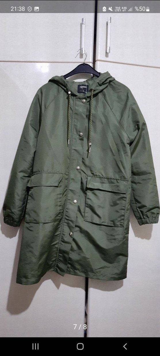 Kadın Haki Parka Kapüşonlu - Görsel 5