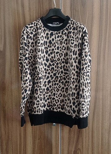 Leopar desenli sweat