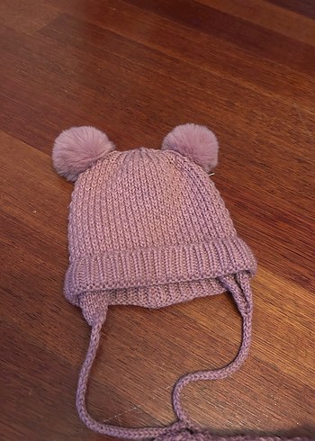 Pembe ve Pudra Zara Çocuk Örgü Bere - Görsel 2