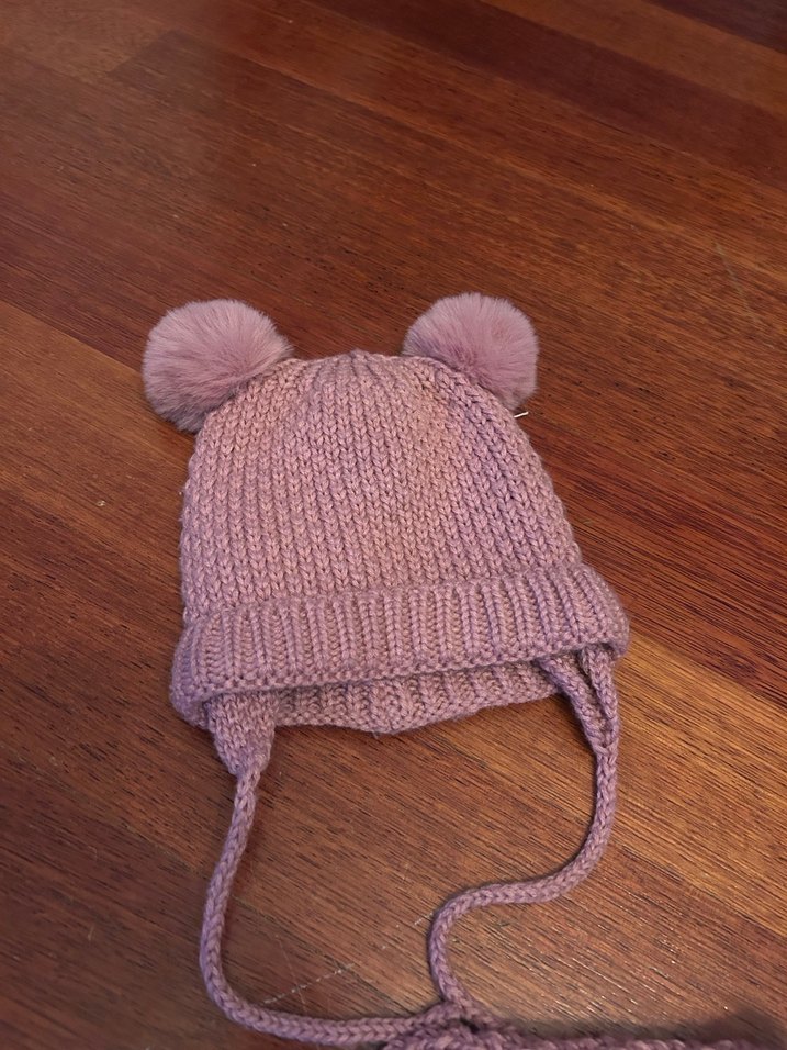 Pembe ve Pudra Zara Çocuk Örgü Bere - Görsel 2