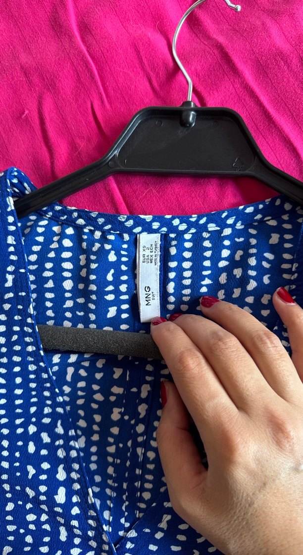 Mavi Bağcıklı Bohem Mini Elbise - Görsel 2