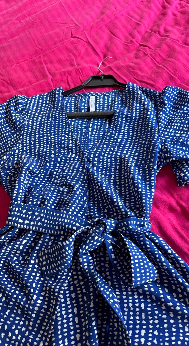 Mavi Bağcıklı Bohem Mini Elbise - Görsel 3