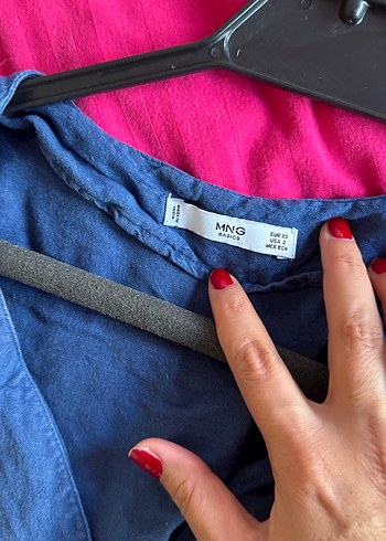 Düğmeli Keten Mavi Midi Tulum - Görsel 3