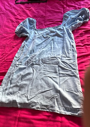 Mavi yumuşak kot kumaş Elbise - Görsel 4