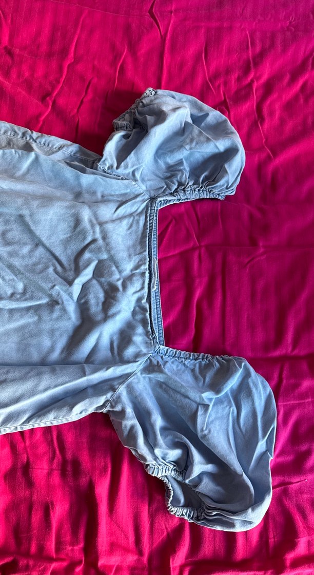 Mavi yumuşak kot kumaş Elbise - Görsel 3