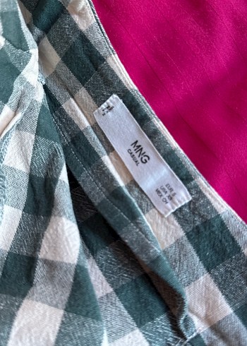 Düğmeli yeşil krem Ekose Midi Etek - Görsel 4