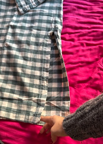 Düğmeli yeşil krem Ekose Midi Etek - Görsel 5