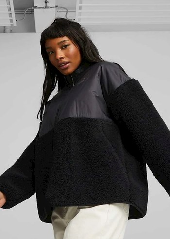 Puma Kadin Siyah Yüksek Yakalı Peluş Ceket Mont - Görsel 2
