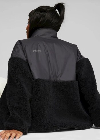 Puma Kadin Siyah Yüksek Yakalı Peluş Ceket Mont - Görsel 3