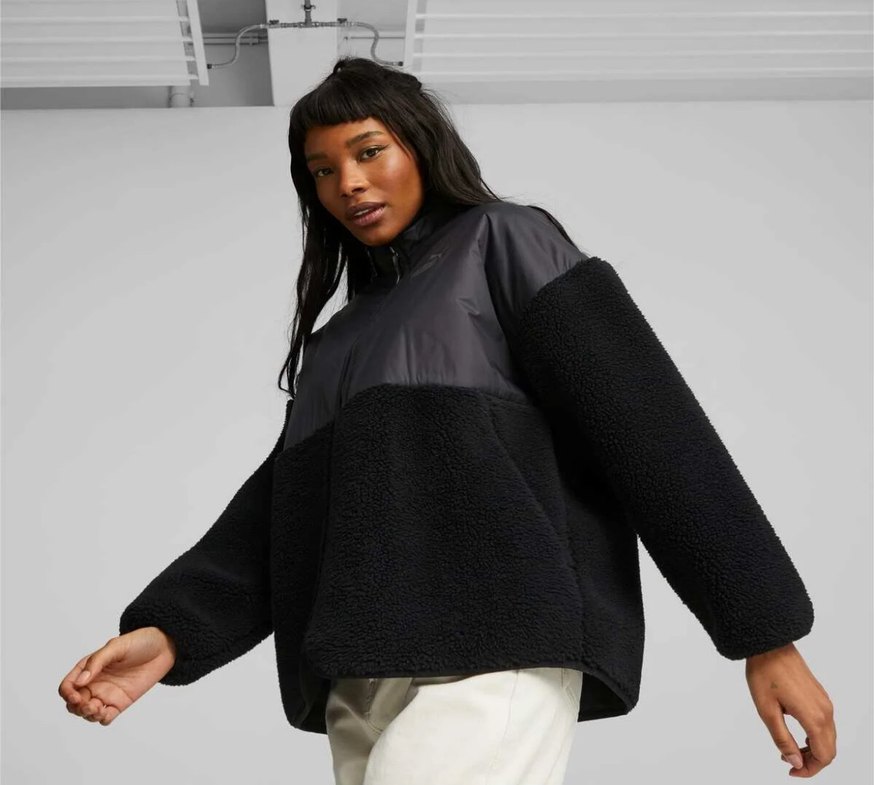 Puma Kadin Siyah Yüksek Yakalı Peluş Ceket Mont - Görsel 2