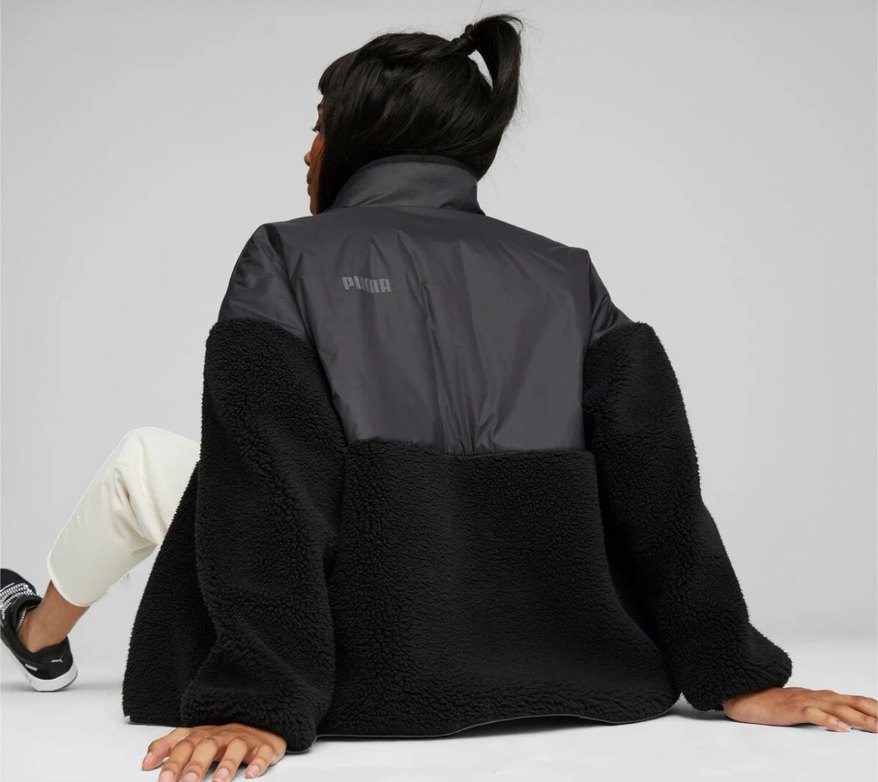 Puma Kadin Siyah Yüksek Yakalı Peluş Ceket Mont - Görsel 3