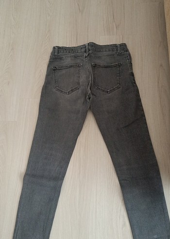 32 Beden Gri Düğmeli Erkek Denim Pantolon