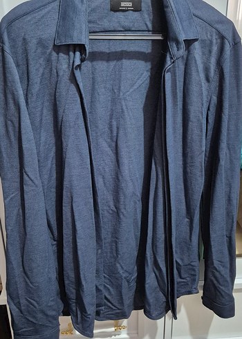 Gri Erkek Keten Gömlek Notch Yaka - Görsel 2