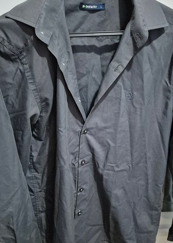 DeFacto Gri Keten Erkek Gömlek - Görsel 2