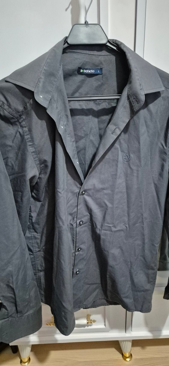 DeFacto Gri Keten Erkek Gömlek - Görsel 2