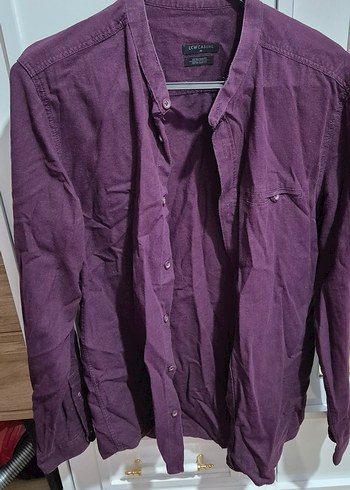 Mor Düğmeli Erkek Keten Gömlek - Görsel 3