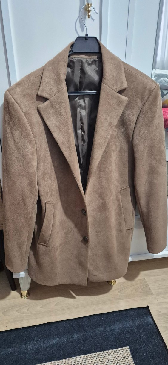 Düğmeli Kahverengi Süet Erkek Kaban - Görsel 2