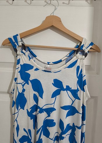 Mavi Desenli Uzun Salaş elbise - Görsel 2