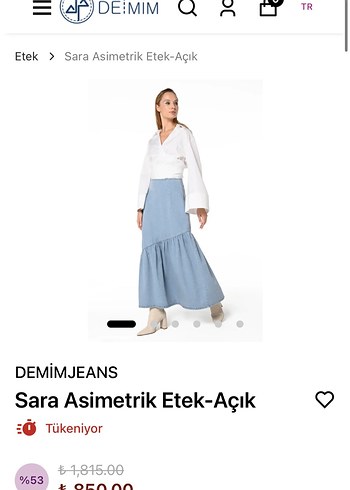 DEMİMJEANS Sara Asimetrik mavi Uzun Etek