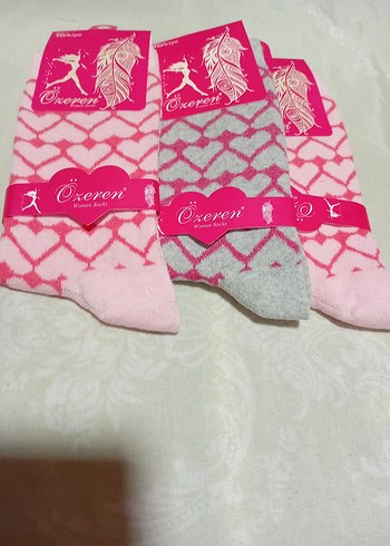 Özeren Kız Çocuk Pembe Desenli Çorap