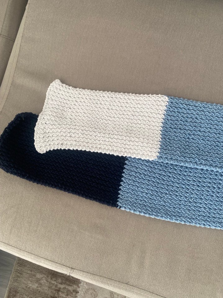 Uzun Mavi ve Gri Erkek Atkı - Görsel 2