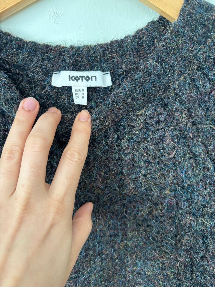 Gri Örgü Kadın Yün Kazak - Görsel 2