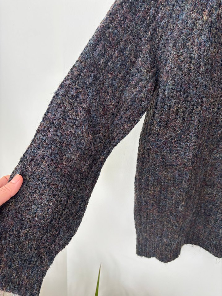 Gri Örgü Kadın Yün Kazak - Görsel 4