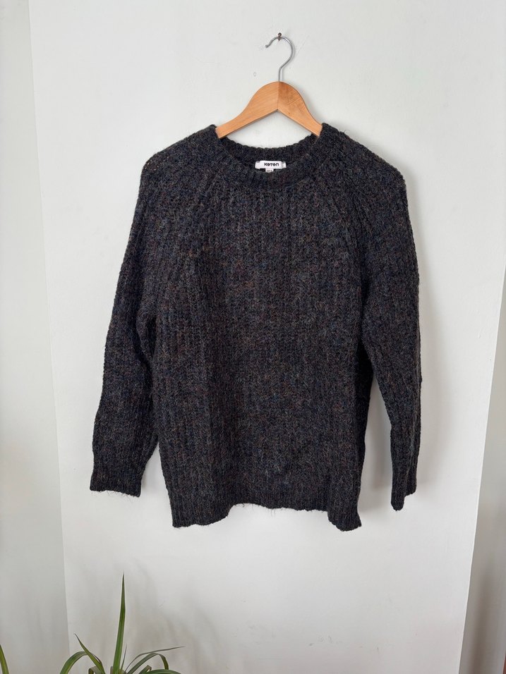 Gri Örgü Kadın Yün Kazak - Görsel 3