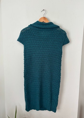 BOĞAZLI KISA KOL YÜN TRİKO ELBİSE - Görsel 5