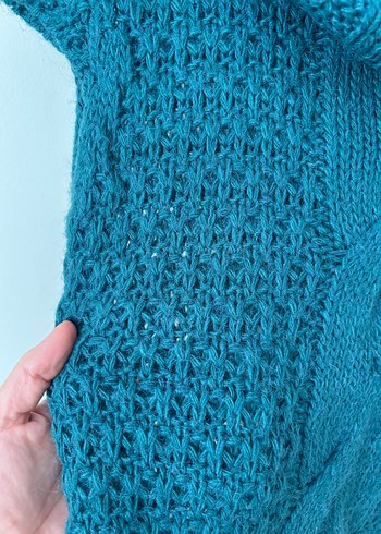 BOĞAZLI KISA KOL YÜN TRİKO ELBİSE - Görsel 6