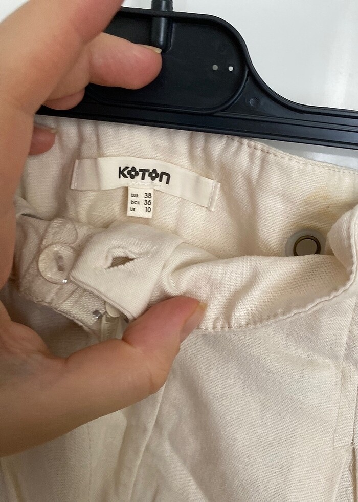 Yüksek bel keten pantolon - Görsel 5