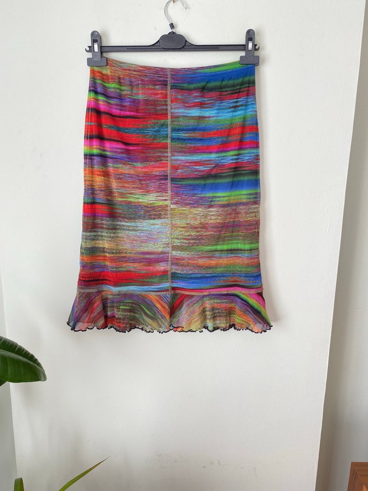 Fransız vintage 90lar Mini Bohem Etek - Görsel 2