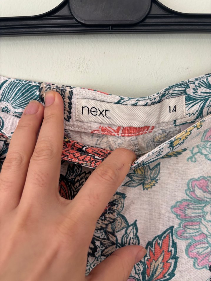 Next Marka İthal Keten Midi Etek - Görsel 4