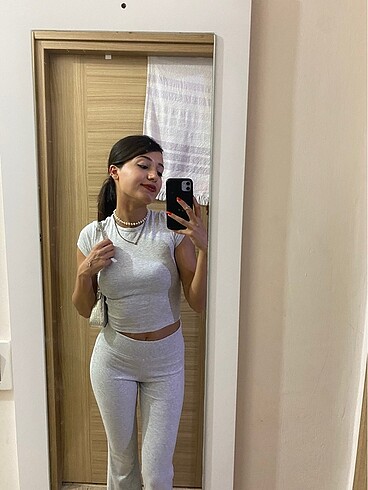 Bershka gri tayt pantolon