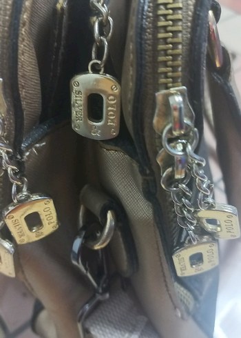 siyah Baskılı Deri Kadın Çanta - Görsel 6