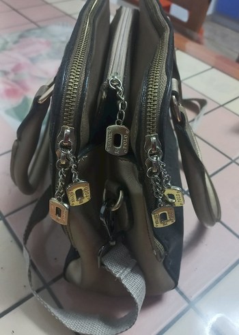 siyah Baskılı Deri Kadın Çanta - Görsel 5