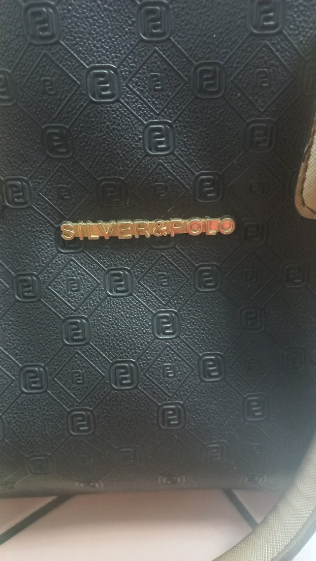 siyah Baskılı Deri Kadın Çanta - Görsel 3