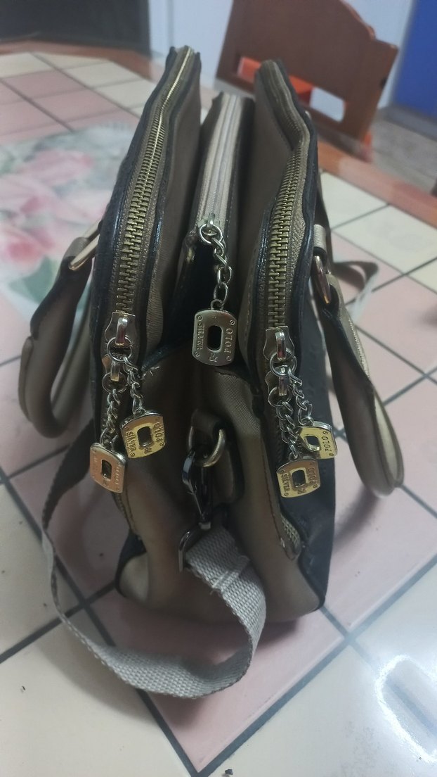 siyah Baskılı Deri Kadın Çanta - Görsel 5