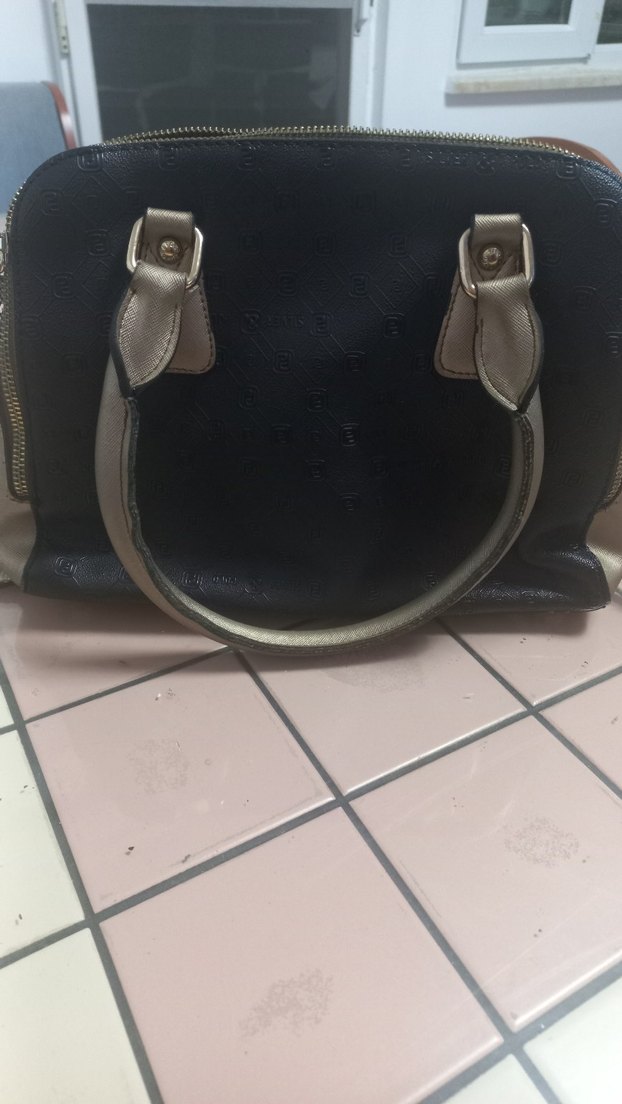 siyah Baskılı Deri Kadın Çanta - Görsel 2