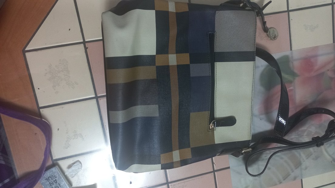 Kadın Kareli Fermuarlı Günlük Çanta - Görsel 3