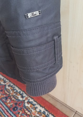 30 Beden Kürk Detaylı Gri Deri Kadın Kışlık Ceket, Mavi marka