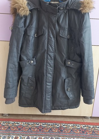 Mavi Jeans Kürk Detaylı Gri Deri Kadın Kışlık Ceket, Mavi marka