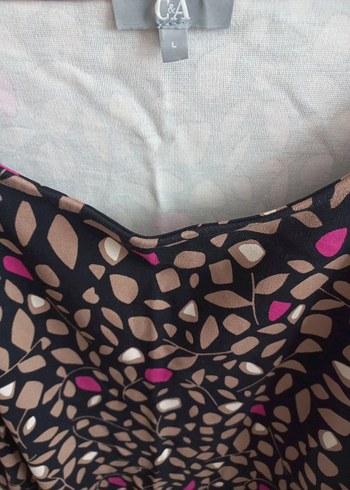 Desenli Kahverengi Kadın Bluz - Görsel 5