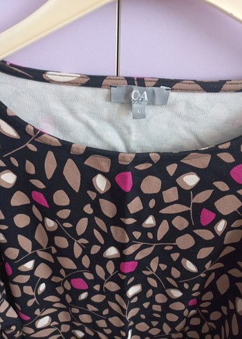 Desenli Kahverengi Kadın Bluz - Görsel 3