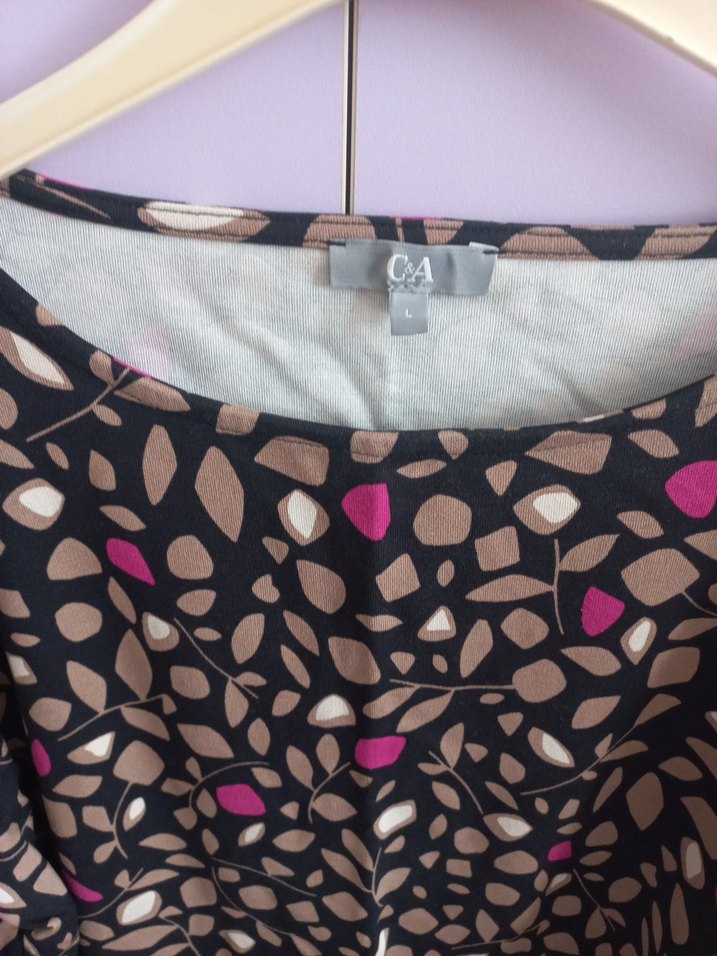 Desenli Kahverengi Kadın Bluz - Görsel 3