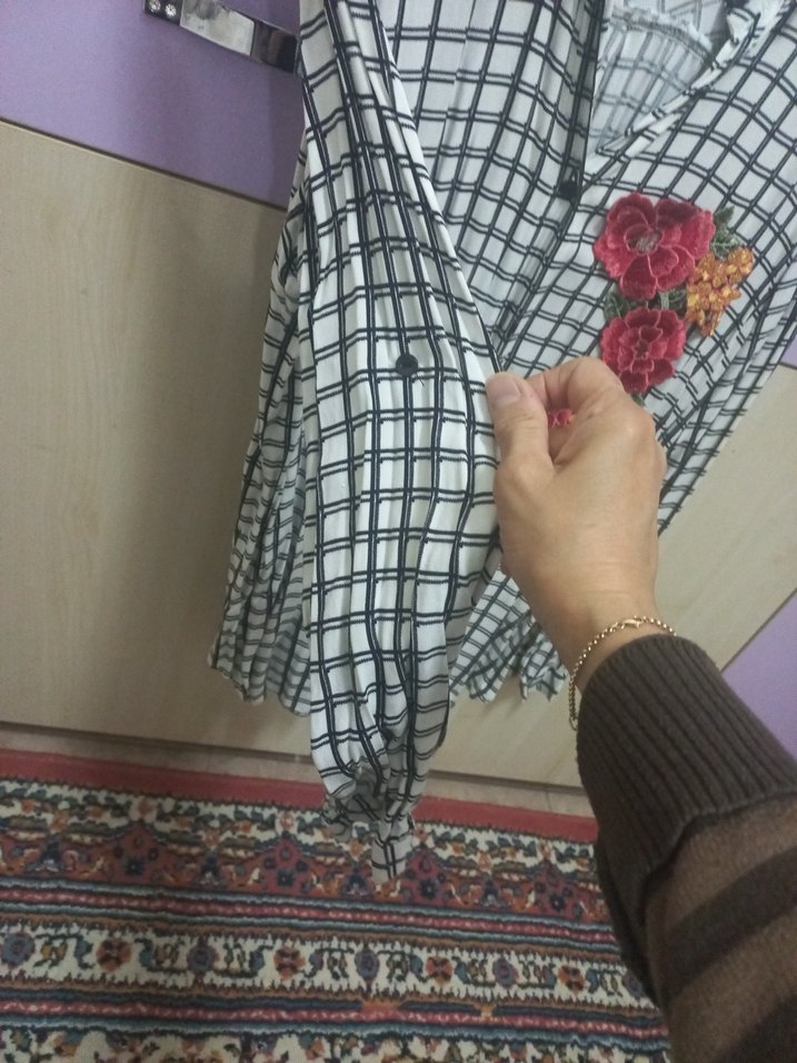 Çiçek Nakışlı Uzun Kollu Kadın Gömlek - Görsel 4