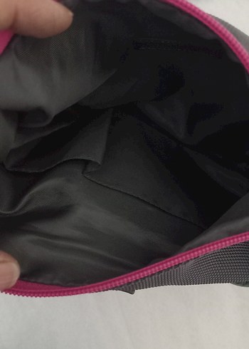 Pullu Baskılı Gri Pembe Çantası - Görsel 7