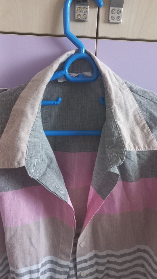 Gri Çizgili Uzun Kollu Kadın Gömlek - Görsel 4