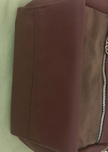 Kahverengi Kadın Süet Fermuarlı Çanta - Görsel 7